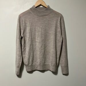 Muji Taupe Gray greige Mock neck 100% wool Sweater